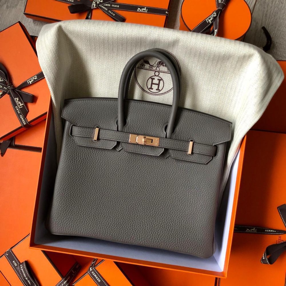 Hermès Birkin 25 Gris Etain Togo Rose Gold Hardware RGHW