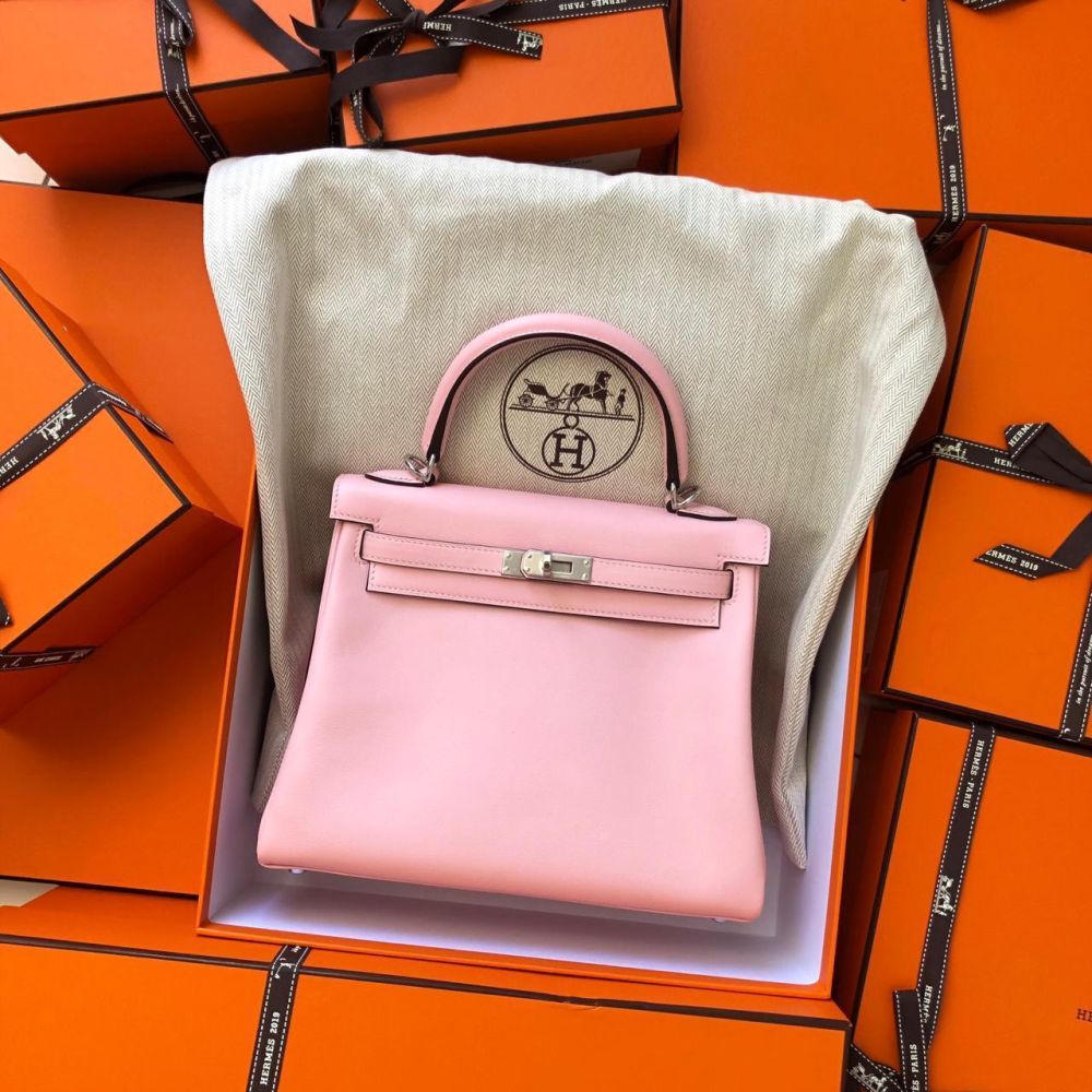 Hermès Kelly 25 Rose Sakura Swift Palladium Hardware PHW