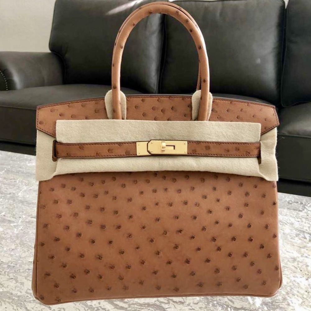 Hermès Birkin 30 Cognac Ostrich Gold Hardware GHW