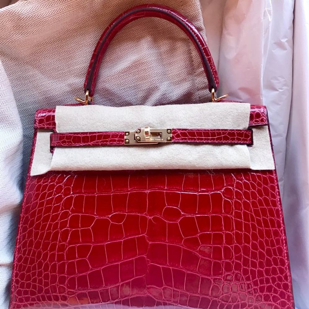 Hermès Kelly 25 Braise Sellier Alligator Mississippi Lisse Gold Hardware GHW