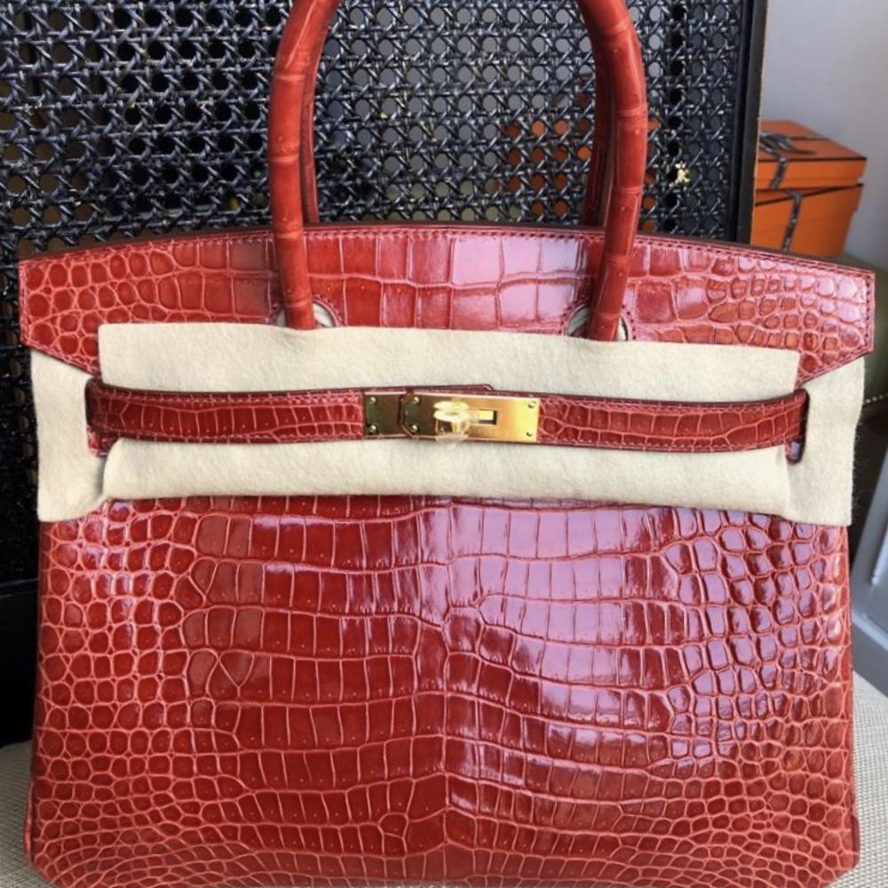 Hermès Birkin 30 Sanguine Crocodile Porosus Lisse Gold Hardware GHW