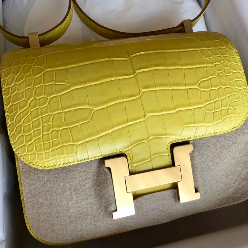 Hermès Constance 24 Mimosa Alligator Mississippi Matte Gold Hardware GHW