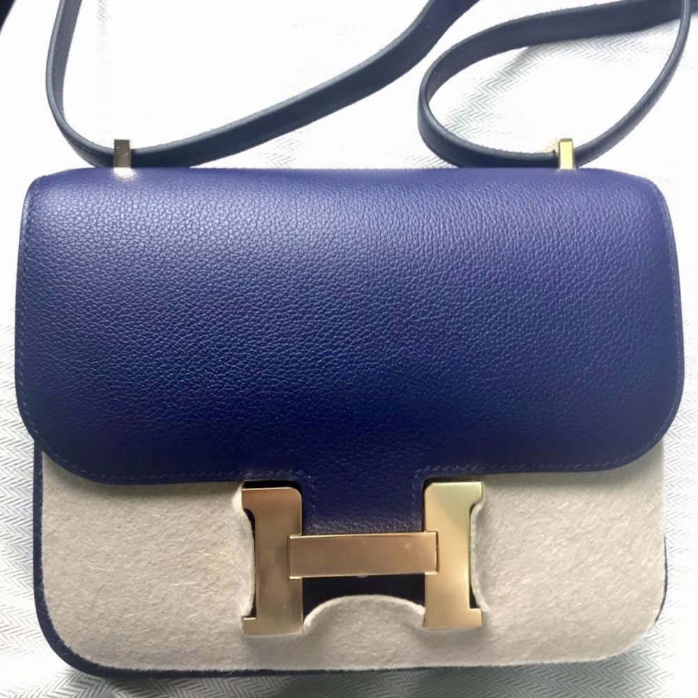 Hermès Constance 18 Bleu Encre Evercolor Gold Hardware GHW