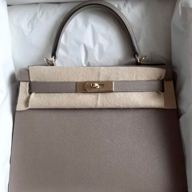 Hermès Kelly HSS 28 Gris Asphalte/Gris Perle Sellier Epsom Permabrass Hardware PER