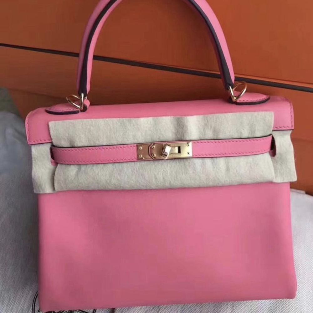 Hermès Kelly 25 Rose Azalee Swift Gold Hardware GHW