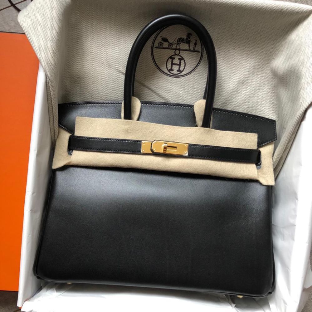 Hermès Birkin 30 Noir (Black) Tadelakt Gold Hardware GHW