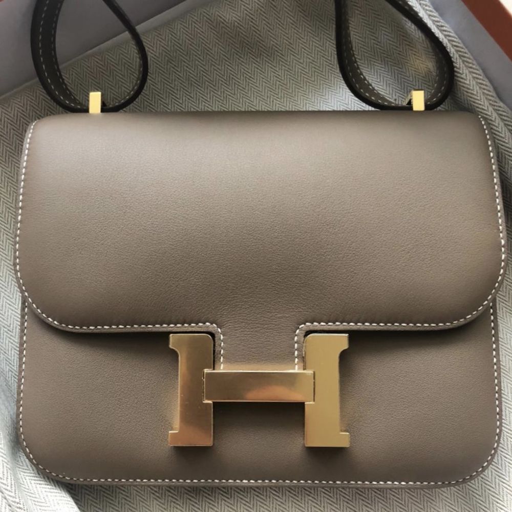 Hermès Constance 18 Etoupe Swift Gold Hardware GHW