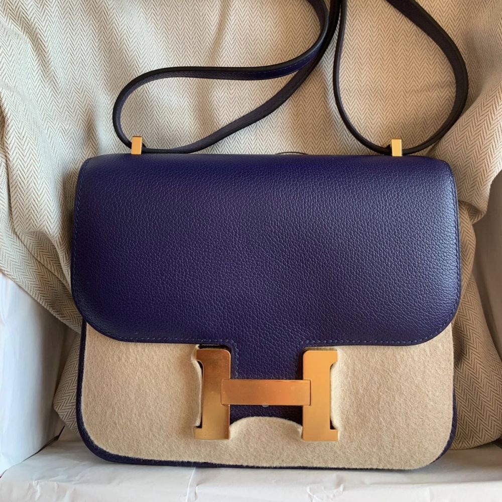 Hermès Constance 18 Bleu Encre Evercolor Gold Hardware GHW