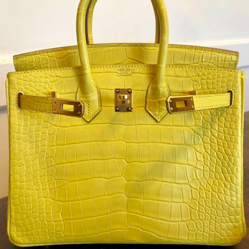 Hermès Birkin 25 Mimosa Alligator Mississippi Matte Gold Hardware GHW