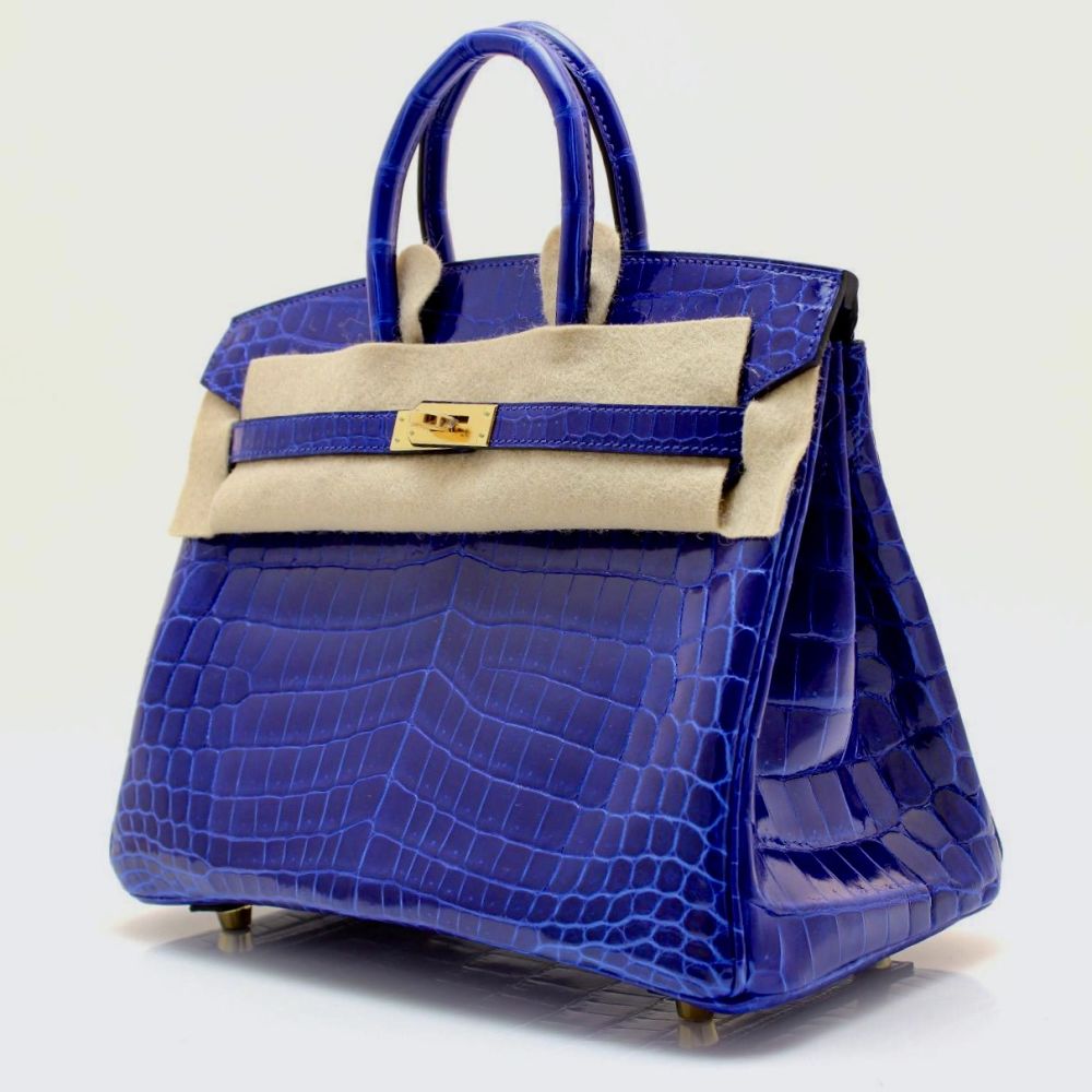 Hermès Birkin 25 Bleu Electrique Crocodile Niloticus Lisse Gold Hardware GHW