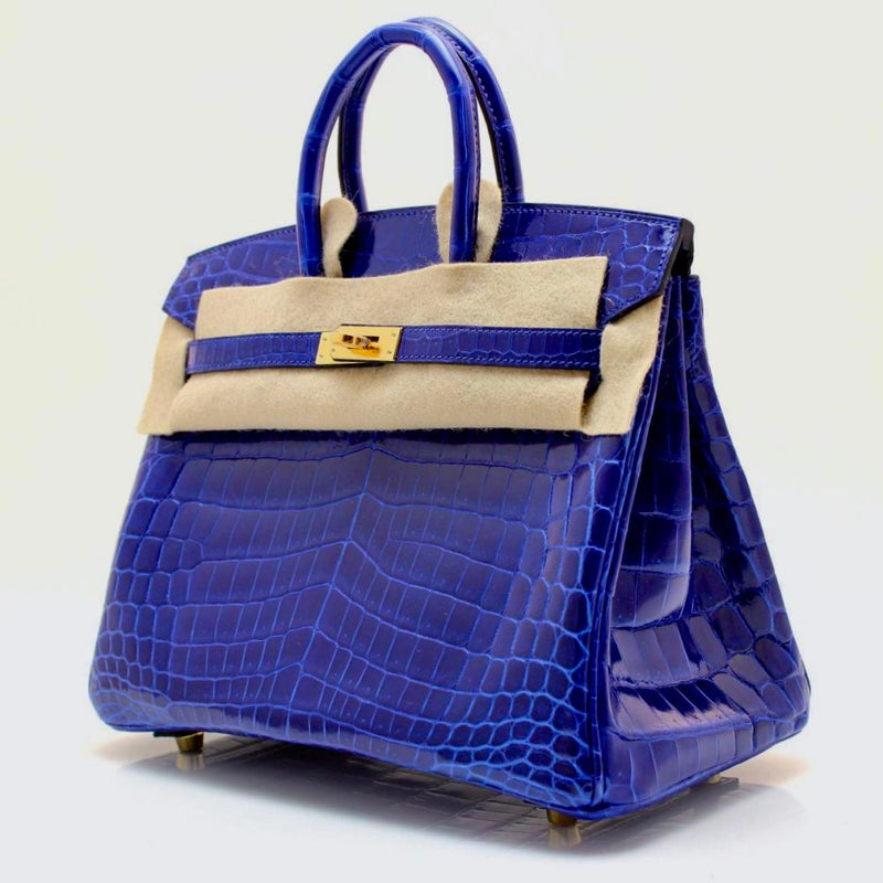 Hermès Birkin 25 Bleu Electrique Crocodile Niloticus Lisse Gold Hardware GHW