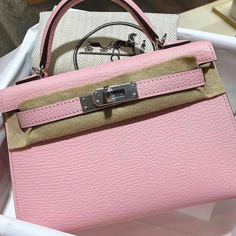 Hermès Kelly 20 Rose Sakura Sellier Chevre Mysore Palladium Hardware PHW