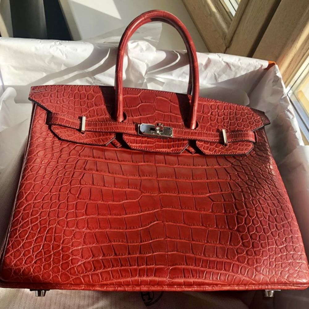 Hermès Birkin 35 Rouge H Alligator Mississippi Matte Palladium Hardware PHW