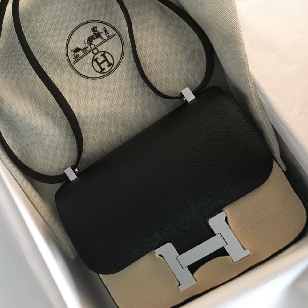Hermès Constance 24 Noir (Black) Epsom Palladium Hardware PHW