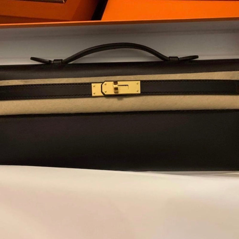 Hermès Kelly Cut Noir (Black) Swift Gold Hardware GHW