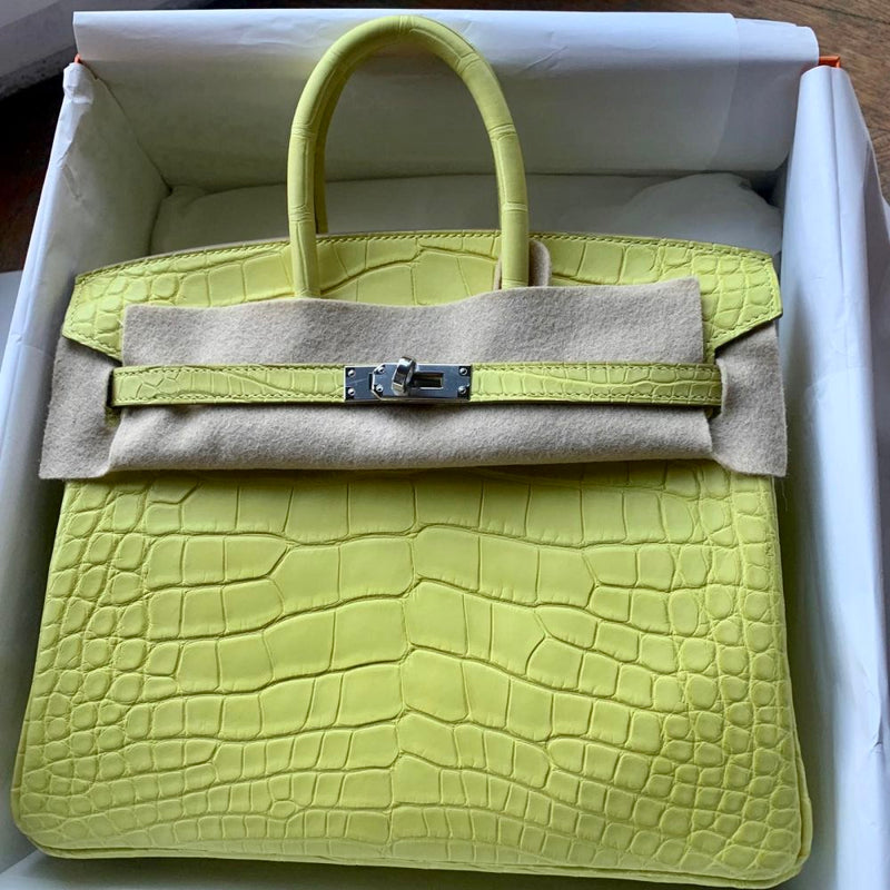 Hermès Birkin 25 Lime Alligator Mississippi Matte Palladium Hardware PHW