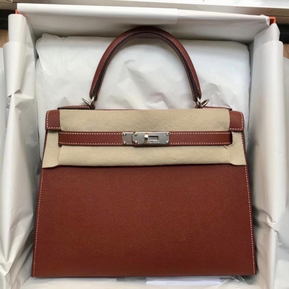 Hermès Kelly 28 Terre de Sienne Sellier Epsom Palladium Hardware PHW