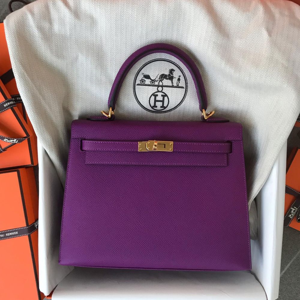 Hermès Kelly 25 Anemone Epsom Gold Hardware GHW