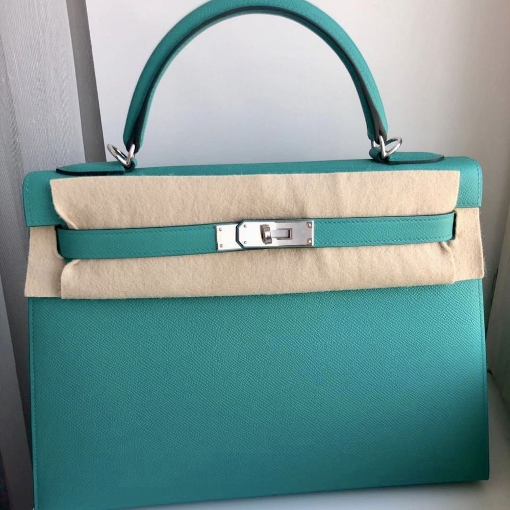 Hermès Kelly 32 Vert Verone Sellier Epsom Palladium Hardware PHW