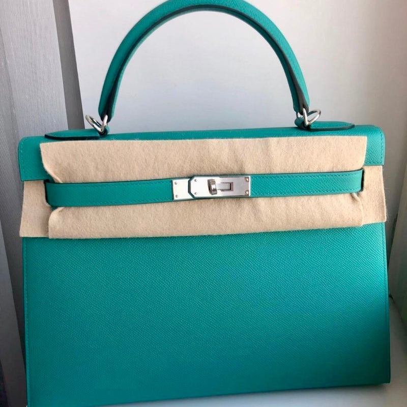 Hermès Kelly 32 Vert Verone Sellier Epsom Palladium Hardware PHW