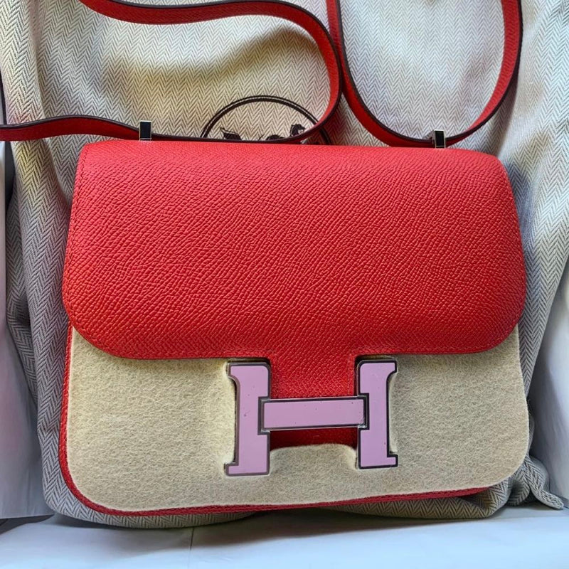 Hermès Constance 18 Rouge de Coeur/Mauve Sylvestre Epsom Enamel Hardware ENA