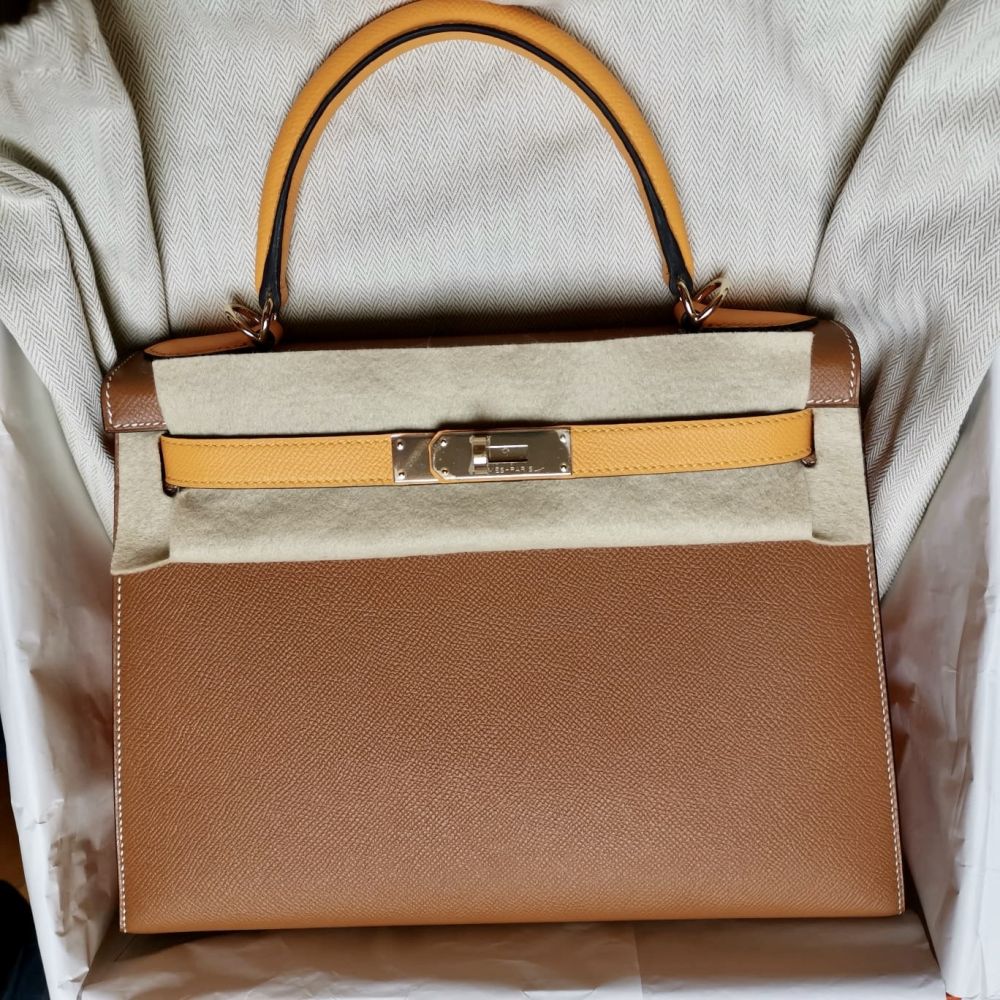 Hermès Kelly HSS 28 Gold/Jaune d'Or Sellier Epsom Permabrass Hardware PER