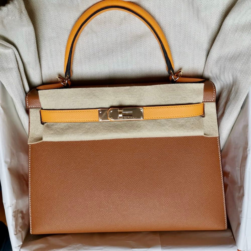 Hermès Kelly HSS 28 Gold/Jaune d'Or Sellier Epsom Permabrass Hardware PER