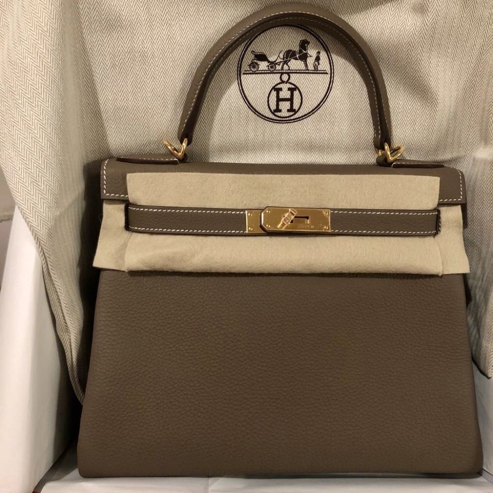 Hermès Kelly 28 Etoupe Togo Gold Hardware GHW