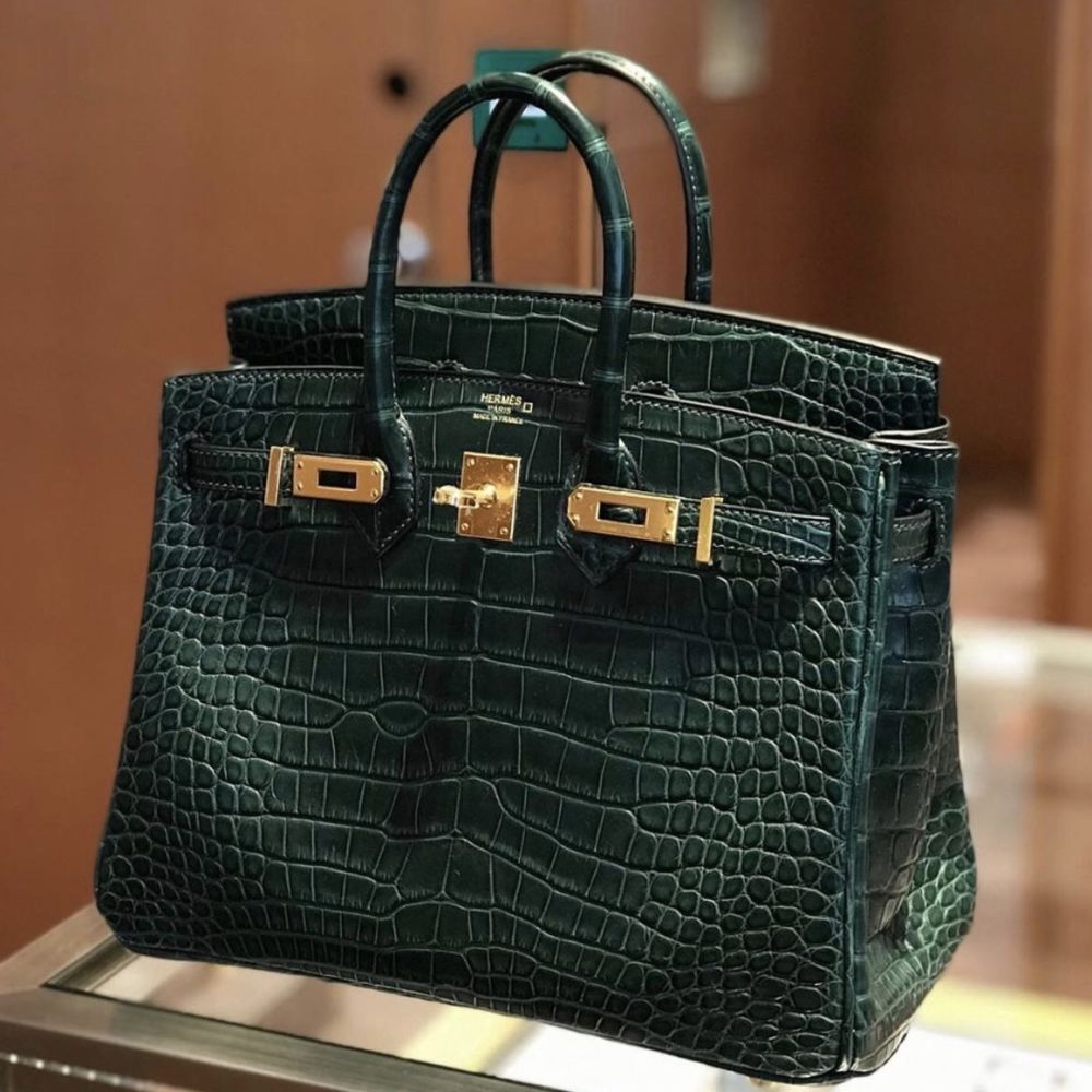 Hermès Birkin 25 Vert Fonce Alligator Mississippi Matte Gold Hardware GHW