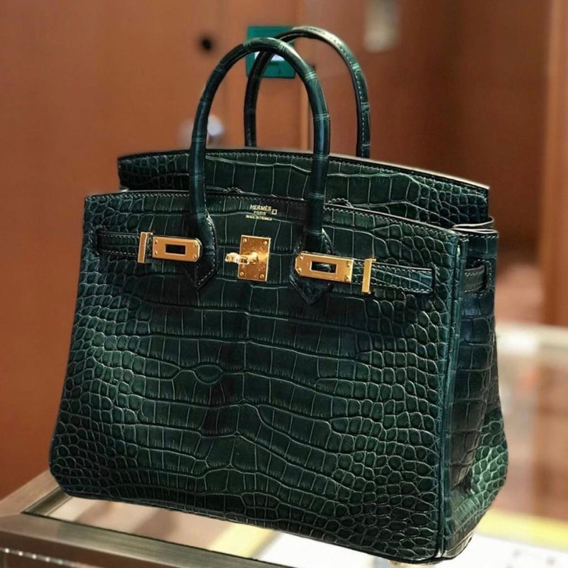 Hermès Birkin 25 Vert Fonce Alligator Mississippi Matte Gold Hardware GHW
