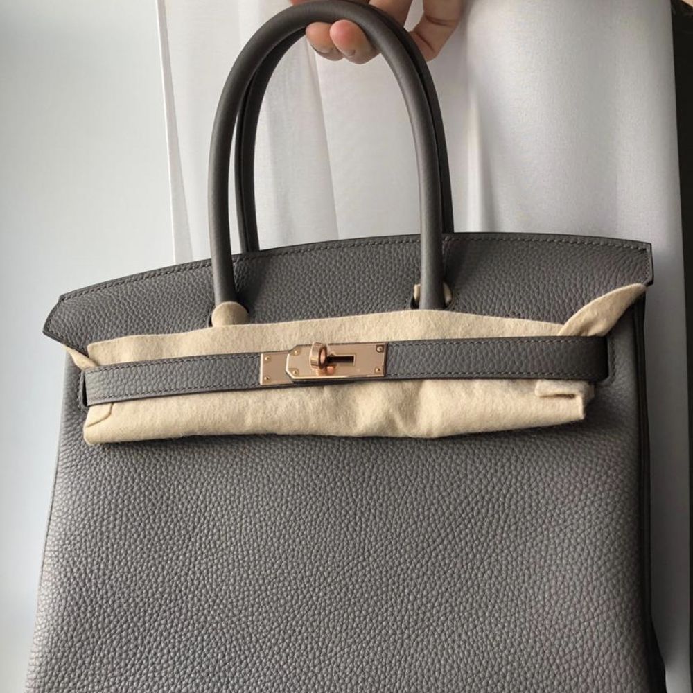 Hermès Birkin 30 Gris Etain Togo Rose Gold Hardware RGHW