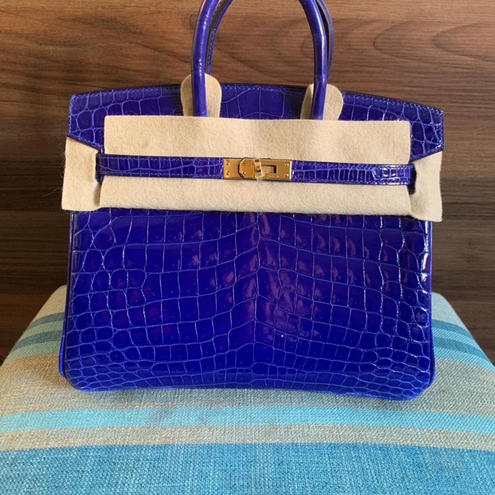 Hermès Birkin 25 Bleu Electrique Crocodile Niloticus Lisse Gold Hardware GHW