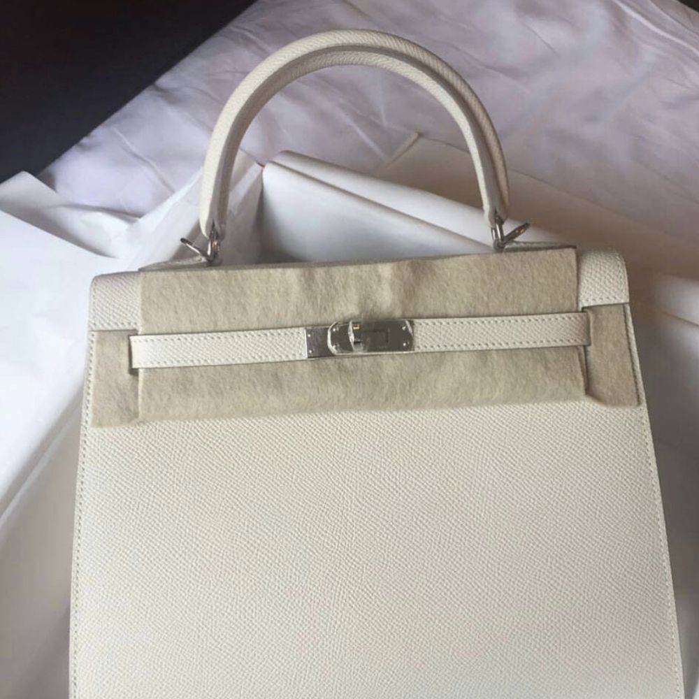 Hermès Kelly 25 Craie Sellier Epsom Palladium Hardware PHW
