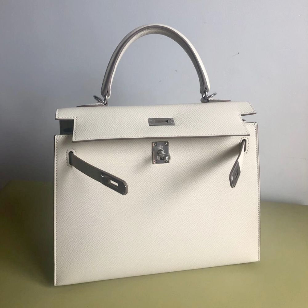 Hermès Kelly 25 Craie Sellier Epsom Palladium Hardware PHW