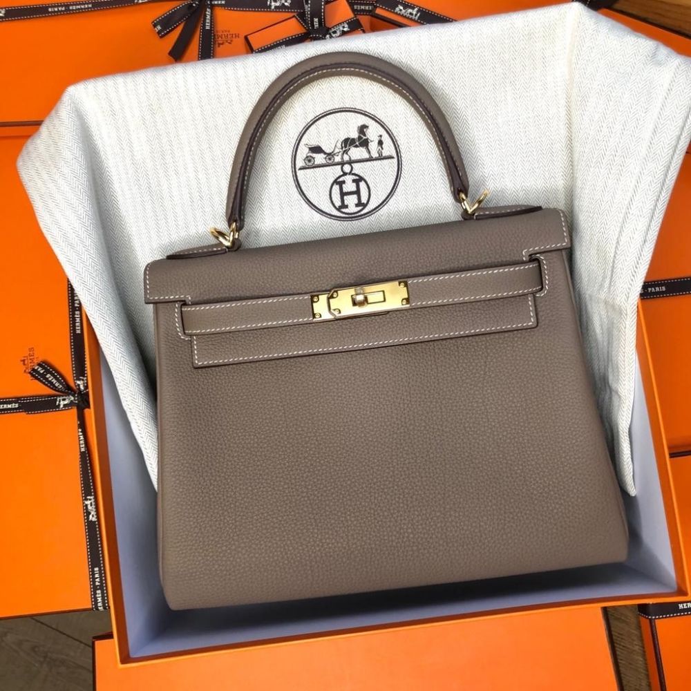 Hermès Kelly 28 Etoupe Togo Gold Hardware GHW