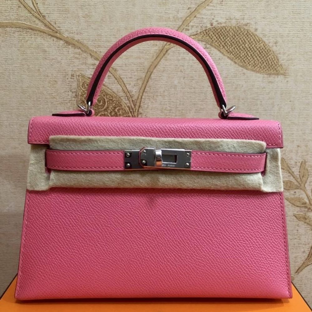 Hermès Kelly 20 Rose Azalee Sellier Epsom Palladium Hardware PHW