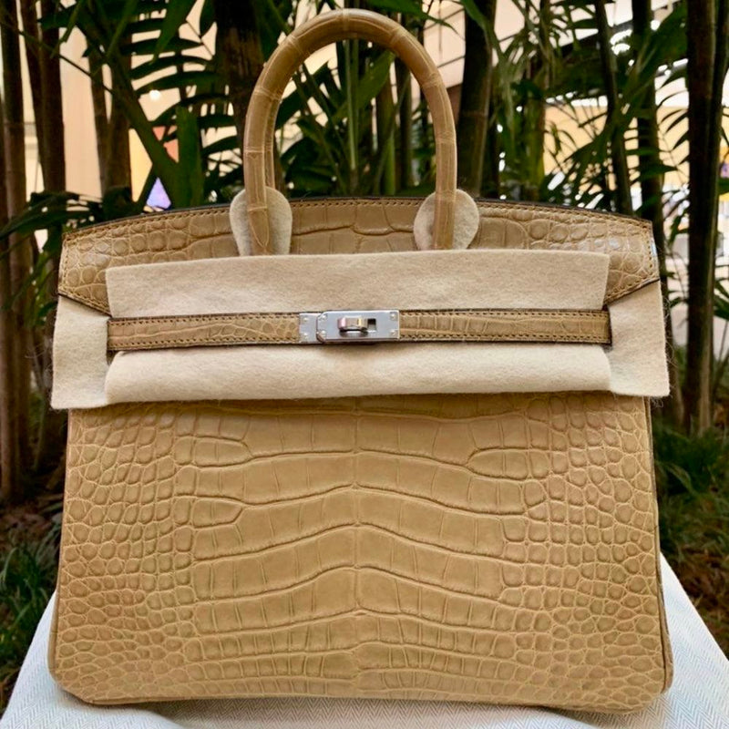 Hermès Birkin 25 Kraft Alligator Mississippi Matte Palladium Hardware PHW