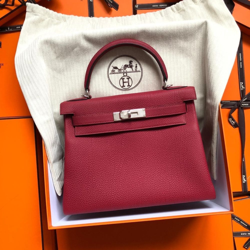 Hermès Kelly 28 Rouge Grenat Togo Palladium Hardware PHW