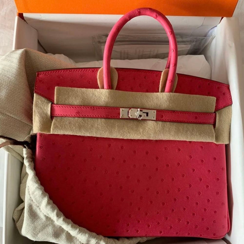 Hermès Birkin 25 Rose Tyrien Ostrich Palladium Hardware PHW