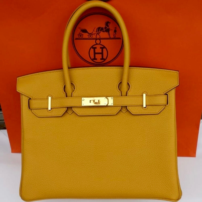 Hermès Birkin 30 Jaune Ambre Taurillon Clemence Gold Hardware GHW