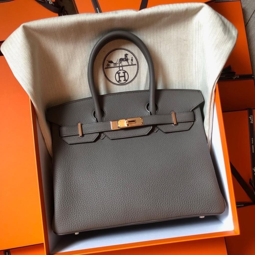 Hermès Birkin 30 Gris Etain Togo Gold Hardware GHW