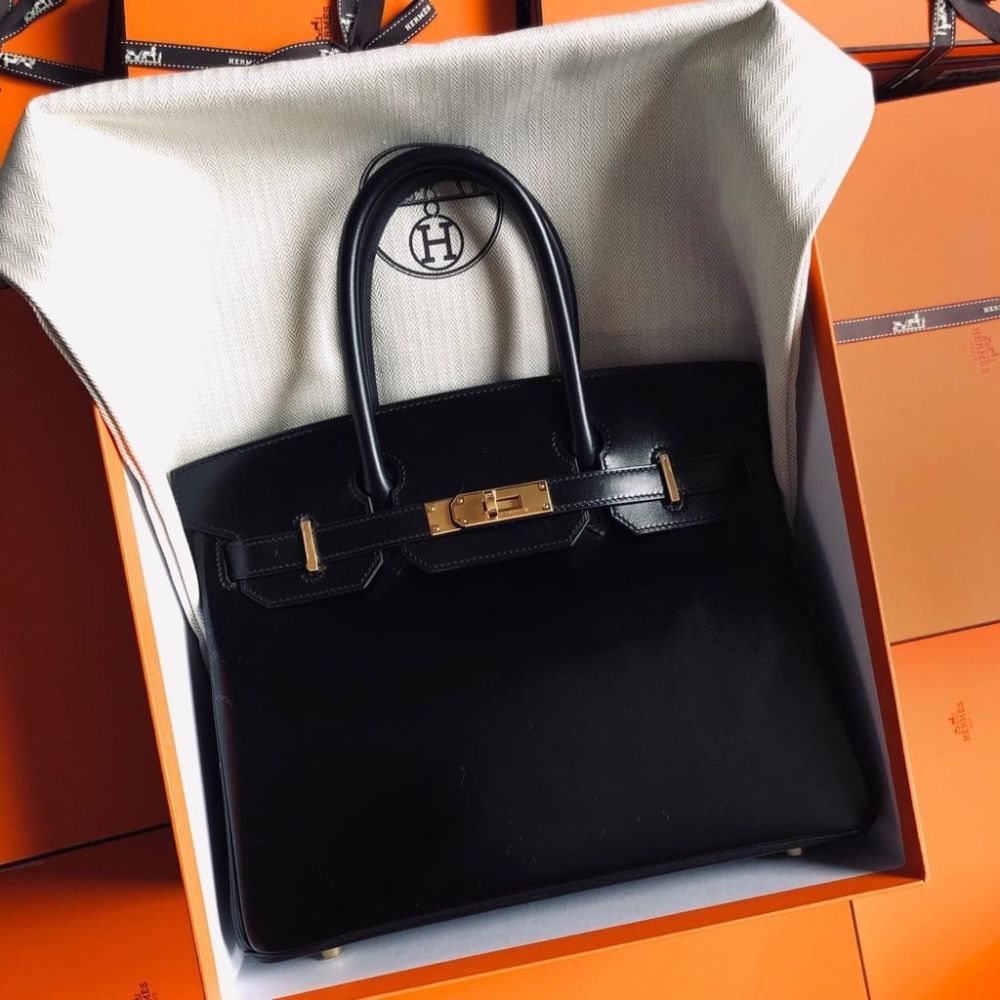 Hermès Birkin 30 Noir (Black) Box Gold Hardware GHW