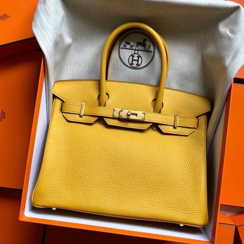 Hermès Birkin 30 Jaune Ambre Taurillon Clemence Gold Hardware GHW