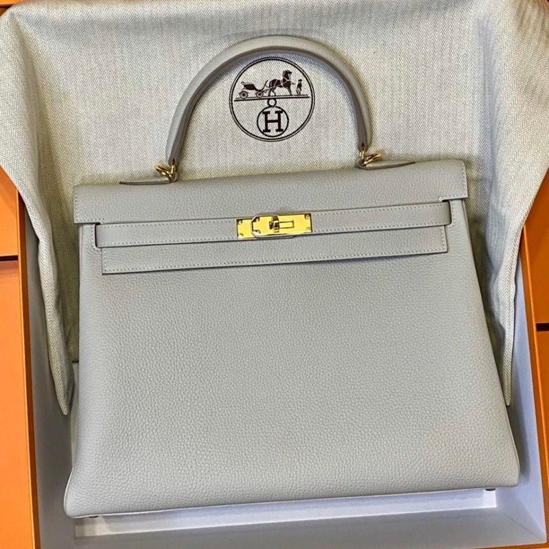 Hermès Kelly 35 Gris Perle Togo Gold Hardware GHW