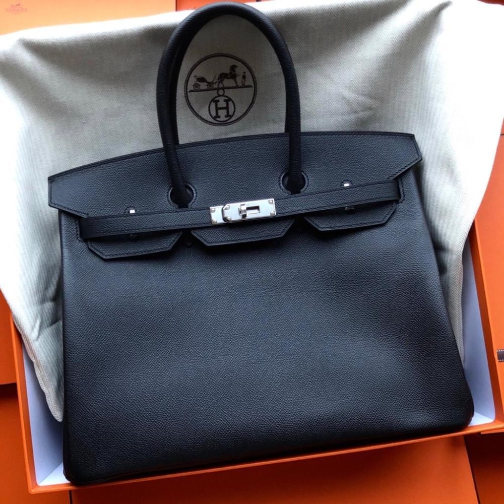 Hermès Birkin 35 Noir (Black) Epsom Palladium Hardware PHW