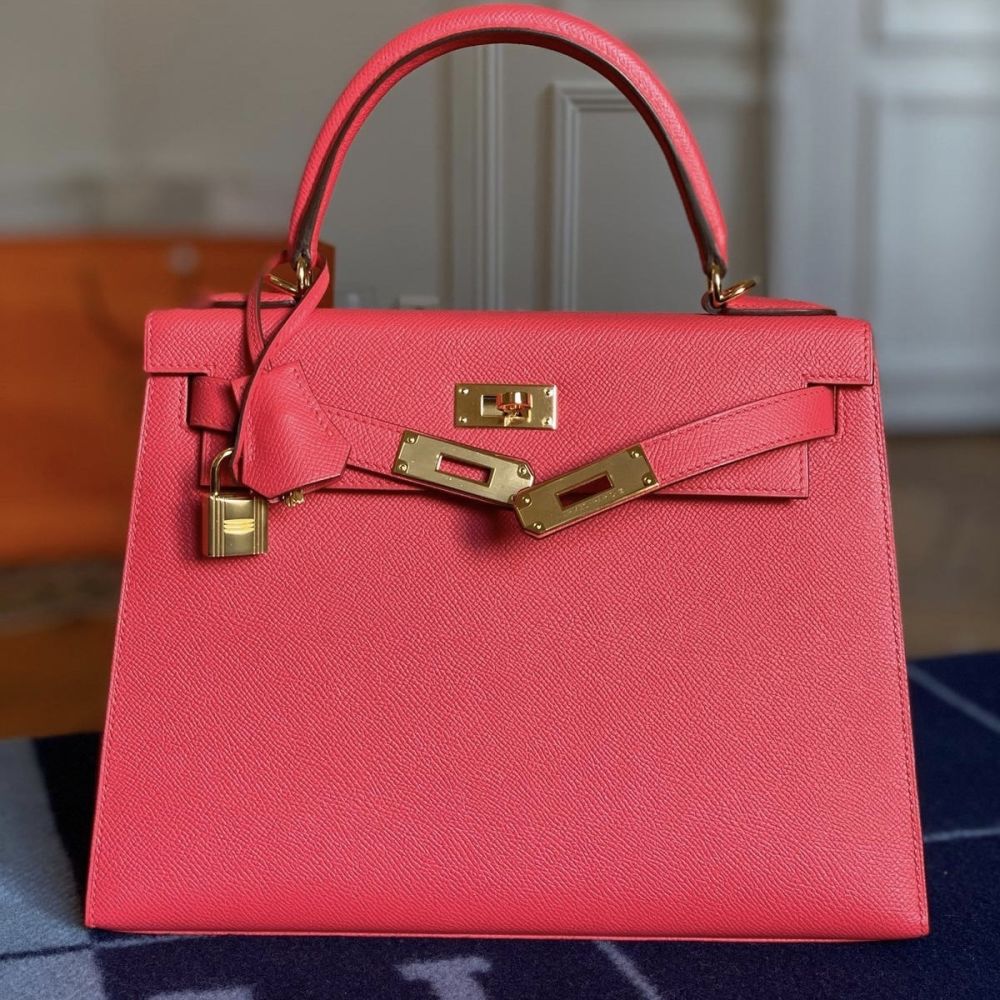 Hermès Rose Pourpre Sellier Kelly 28cm of Epsom Leather with