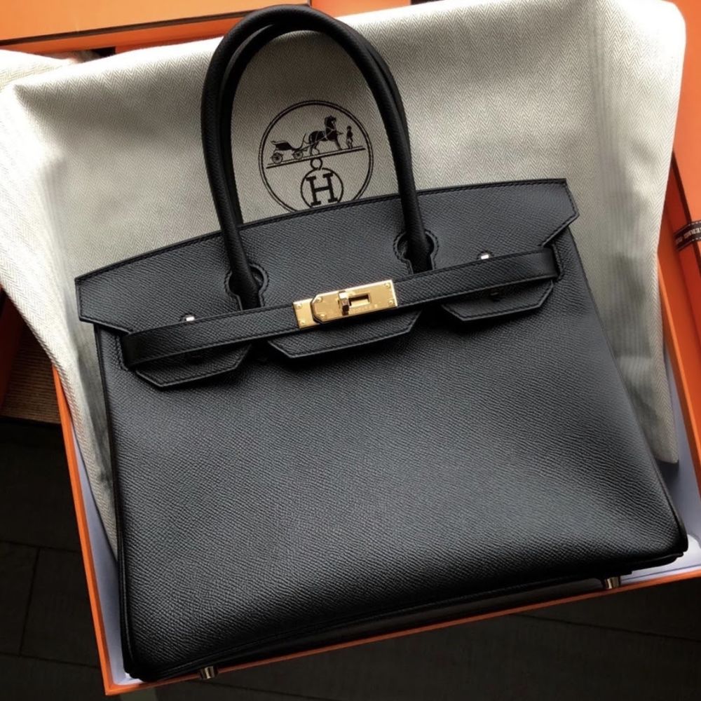 Hermès Birkin 30 Noir (Black) Epsom Gold Hardware GHW