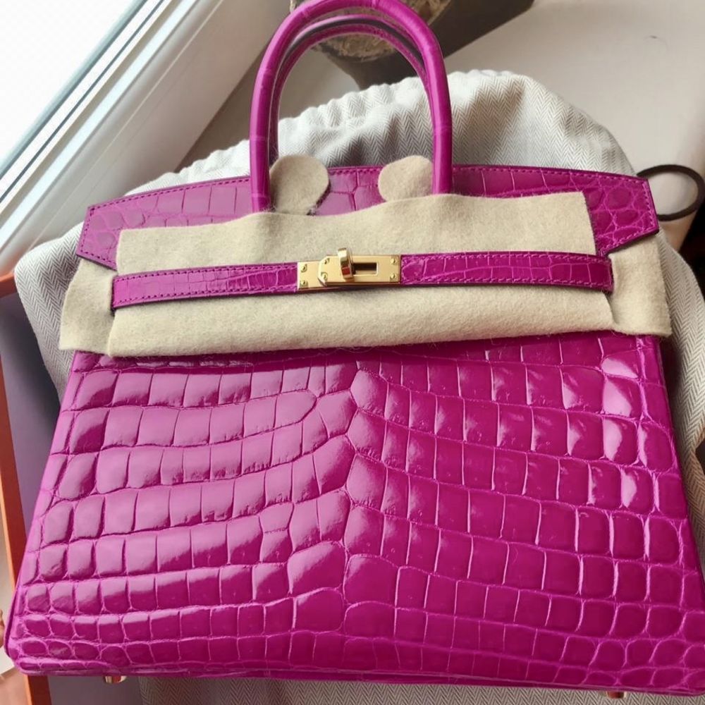 Hermès Birkin 25 Rose Sheherazade Crocodile Niloticus Lisse Gold Hardware GHW