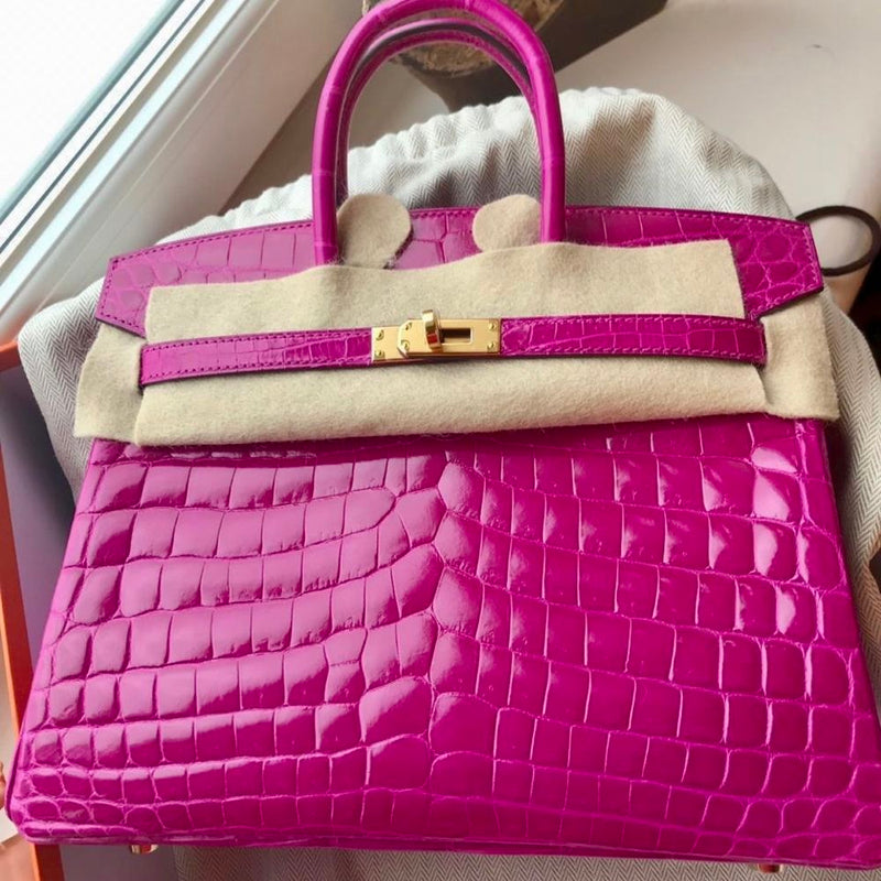 Hermès Birkin 25 Rose Sheherazade Crocodile Niloticus Lisse Gold Hardware GHW