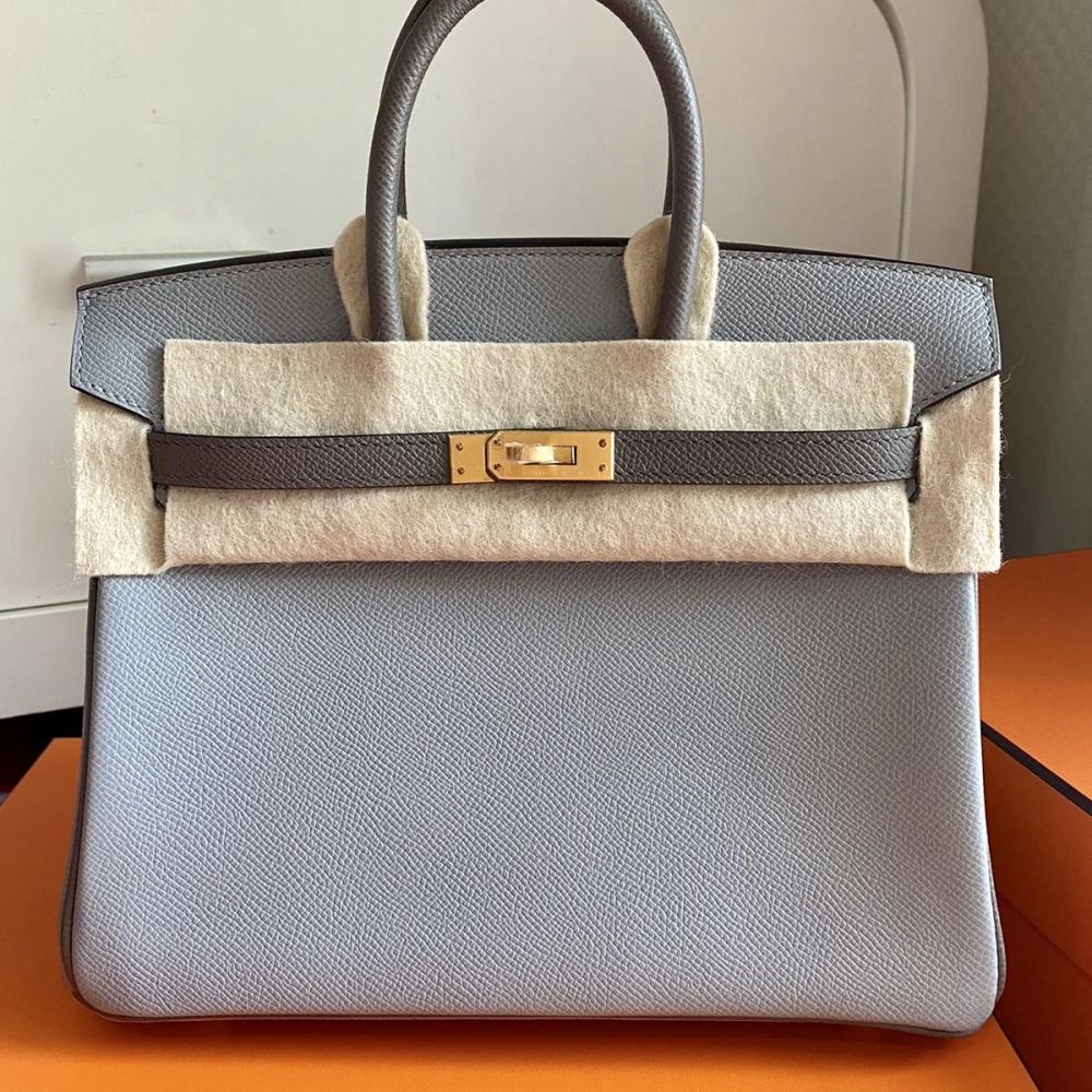 Hermès Birkin 25 Gris Mouette/Gris Etain Epsom Brushed Gold Hardware BGHW